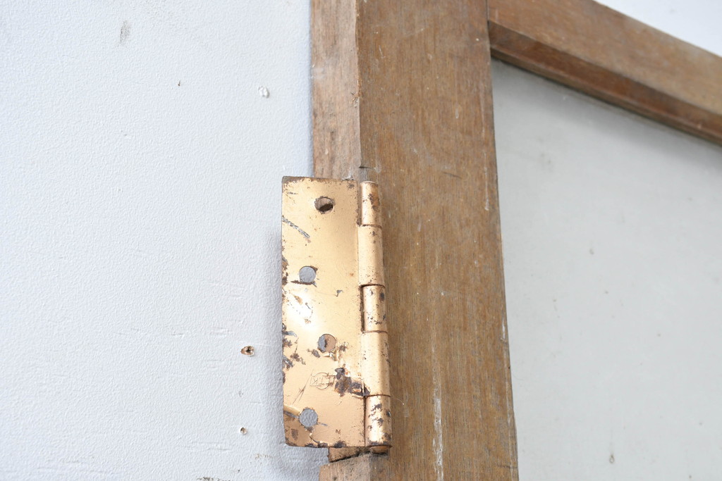 アンティーク建具　空間に抜け感を演出するシンプル木枠ガラス扉1枚(ガラス戸、ドア)(R-083496)
