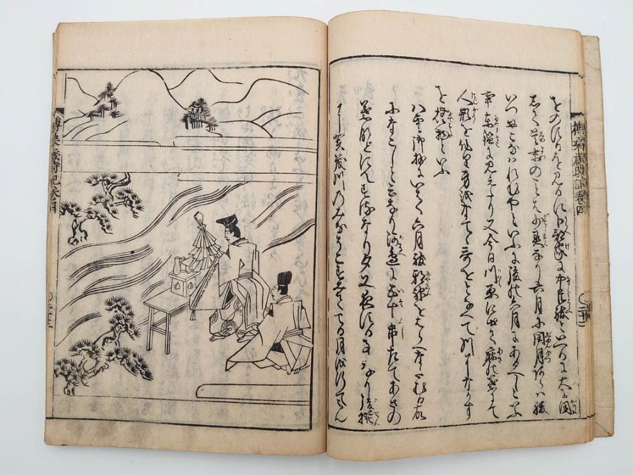 江戸期　貞享5年　貝原好古編録　貝原損軒刪補　「日本歳時記」　7巻4冊揃(木版画、古書、絵入本、年中行事、風習、和本)(R-083697)