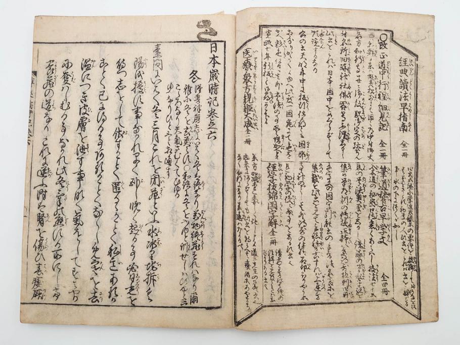 江戸期　貞享5年　貝原好古編録　貝原損軒刪補　「日本歳時記」　7巻4冊揃(木版画、古書、絵入本、年中行事、風習、和本)(R-083697)