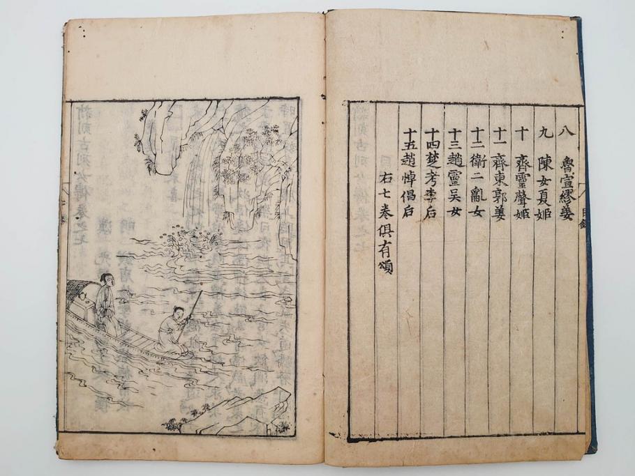 江戸期　承応2年　「新刻古列女傳(伝)」　8冊揃(木版画、伝記、絵入本、古書、和本)(R-083902)