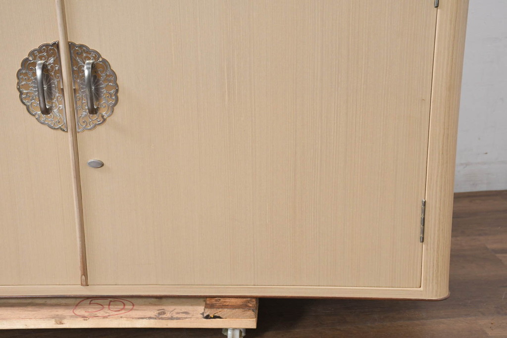 中古　美品　衣装盆付き　桑材のアクセントが美しい気品漂う桐箪笥・上段(桐たんす、衣装箪笥、収納箪笥、着物箪笥、和タンス、サイドボード、サイドキャビネット)(R-082620)
