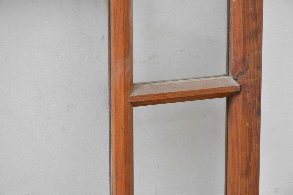 アンティーク建具　大正ロマン　味わい深い木の温もりが魅力の窓2枚セット(引き戸、ガラス窓)(R-083426)
