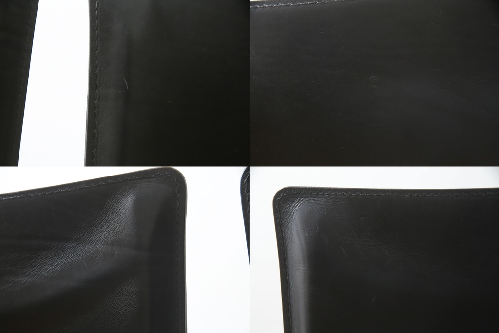 中古　Cassina(カッシーナ)　412　CAB(キャブ)　MARIO BELLINI(マリオベリーニ)　ブラック(黒)　シンプルモダンな空間づくりに活躍するアームレスチェア2脚セット(ダイニングチェア、椅子、イス)(定価2脚で約48万円)(R-068580)
