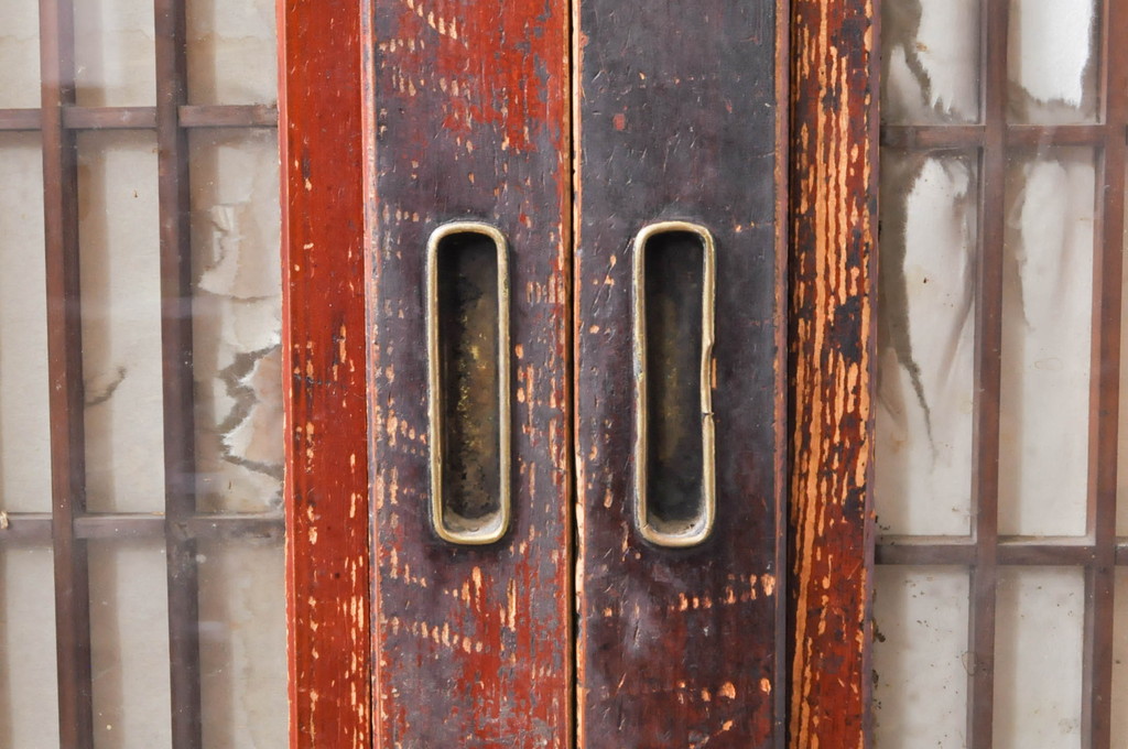 アンティーク建具　上質な和の雰囲気を醸し出す障子帯戸4枚セット(引き戸、障子戸、ガラス帯戸)(R-068284)