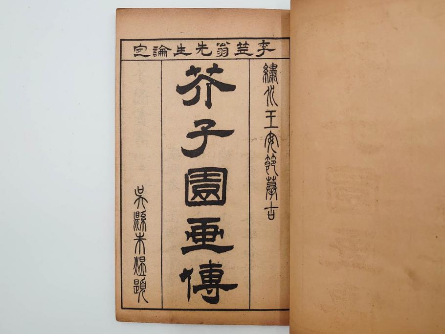 中国　上海天宝書局　「芥子園画伝」　唐本　4帙　16冊セット(木版画、古書、和本)(R-083906)