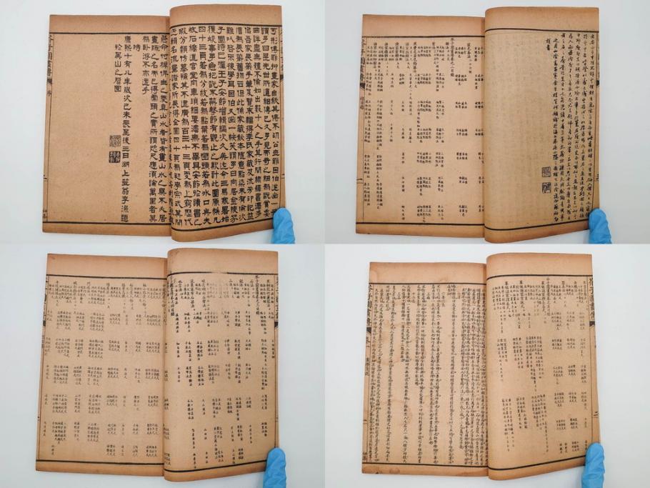中国　上海天宝書局　「芥子園画伝」　唐本　4帙　16冊セット(木版画、古書、和本)(R-083906)