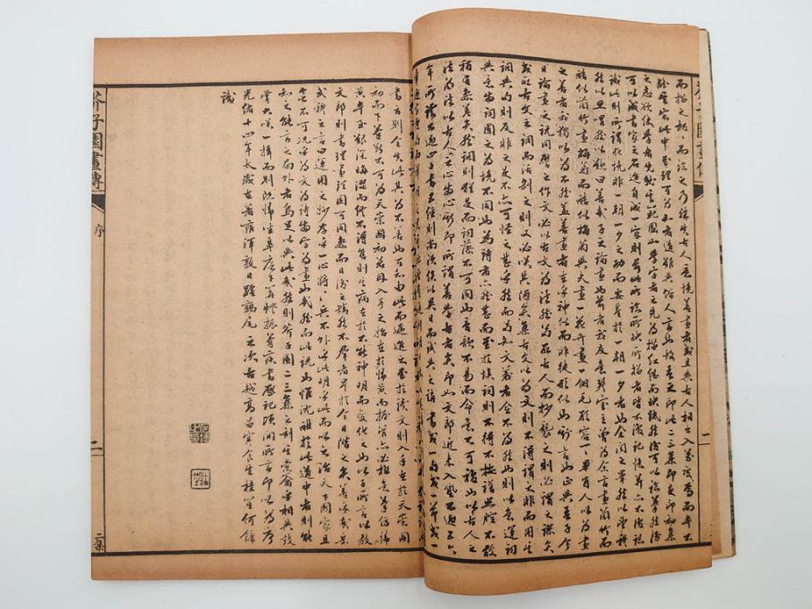 中国　上海天宝書局　「芥子園画伝」　唐本　4帙　16冊セット(木版画、古書、和本)(R-083906)