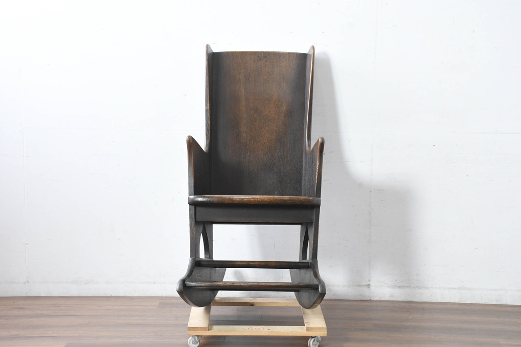 中古　美品　飛騨産業　キツツキ　PROVINCIAL(プロヴィンシャル・プロビンシャル)　木のぬくもりが感じられるウイングロッカー　ロッキングチェア(ウィングロッカー、アームチェア、ウイングバックチェア、ウィングバックチェア、板座チェア、椅子、イス)(定価約46万円)(R-083600)