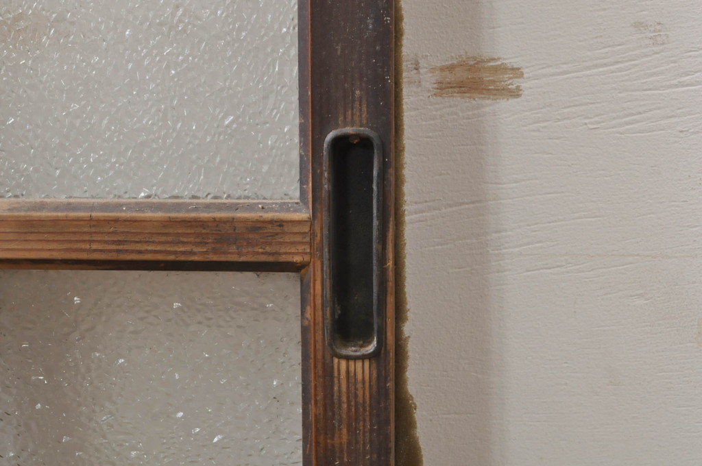 アンティーク建具　レトロな雰囲気を醸し出す小さなガラス窓2枚セット(引き戸、ガラス戸)(R-068296)