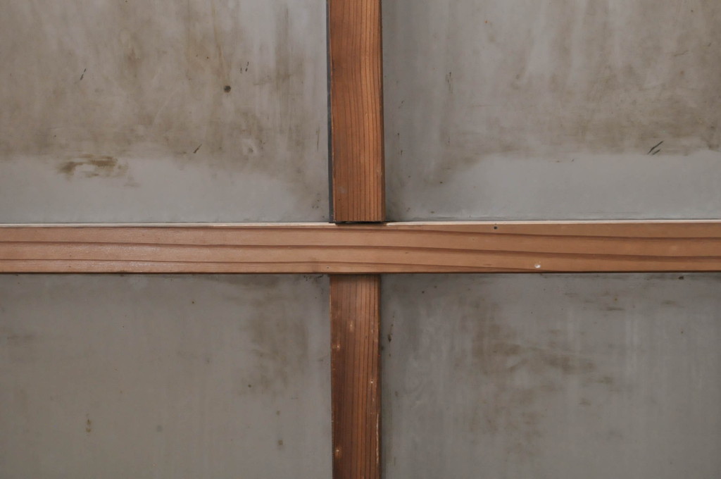 アンティーク建具　インテリアに取り入れやすいシンプルなデザインのガラス窓4枚セット(引き戸、ガラス戸)(R-068298)