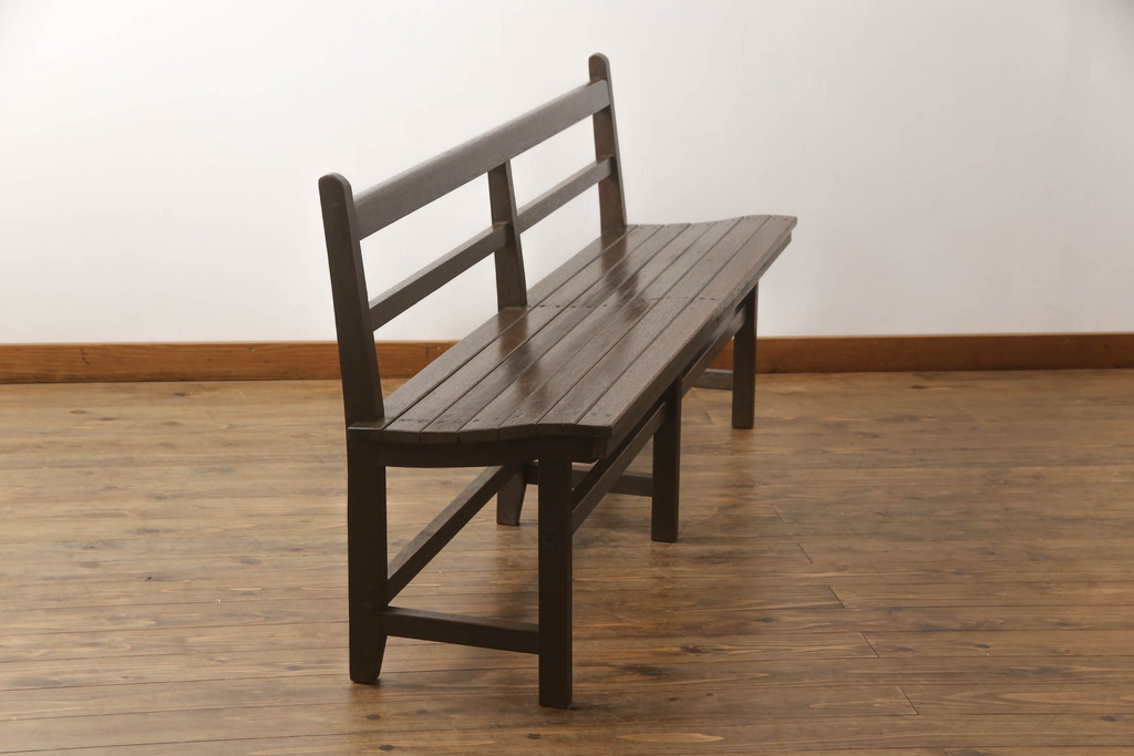 和製アンティーク　素朴な雰囲気が魅力的なベンチ(長椅子、板座チェア、長イス)(R-063234)