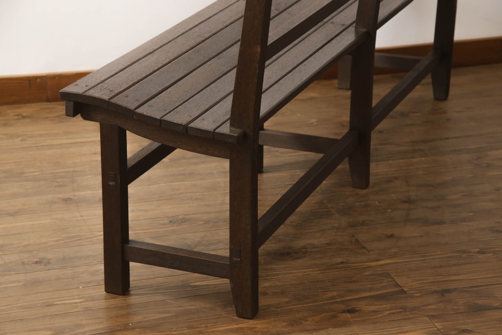 和製アンティーク　素朴な雰囲気が魅力的なベンチ(長椅子、板座チェア、長イス)(R-063234)