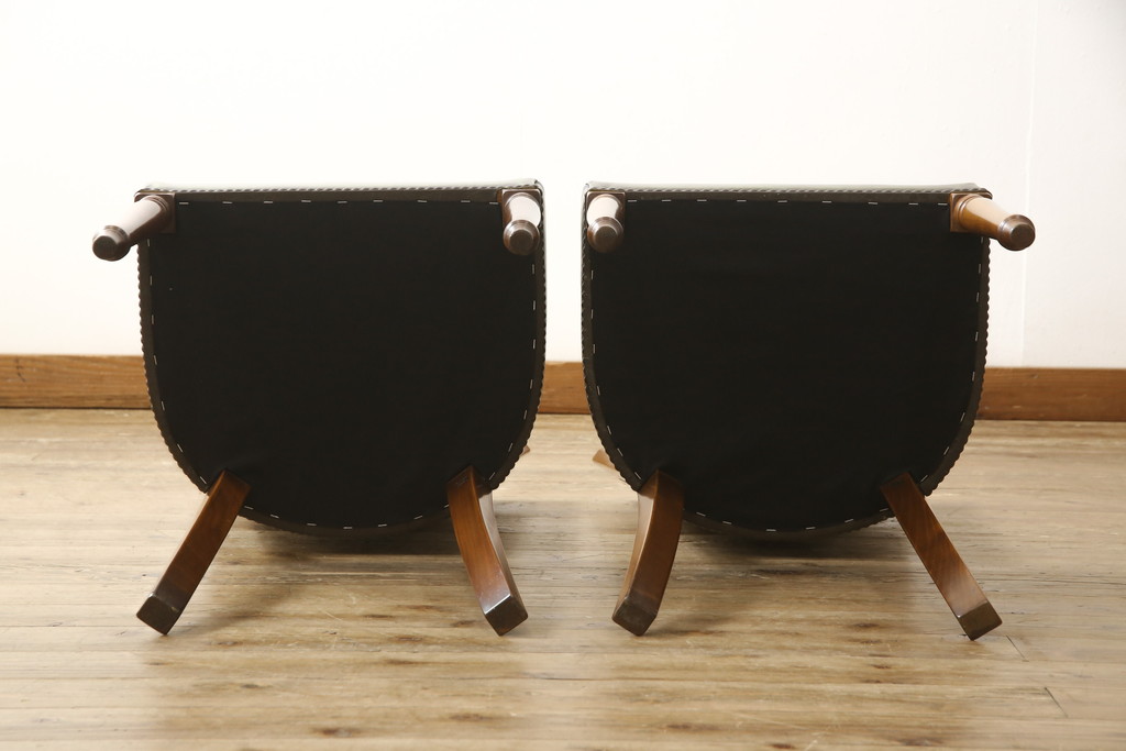 中古　美品　展示品　バロッサバレンティ(VARO,S.A. VALENTI)　本革　エレガントで気品漂うダイニングチェア2脚セット(椅子)(R-049940)