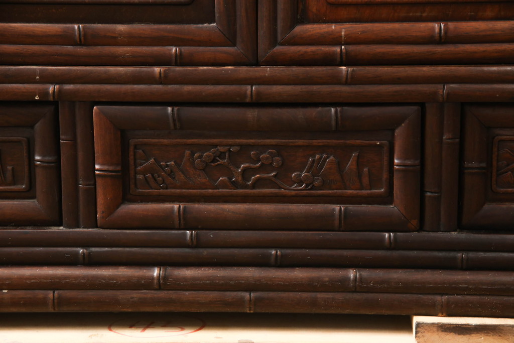 和製ビンテージ　花梨(カリン)材　扉と引き出しがリバーシブル仕様のユニークな飾り棚(戸棚、収納棚、ヴィンテージ)(R-063451)