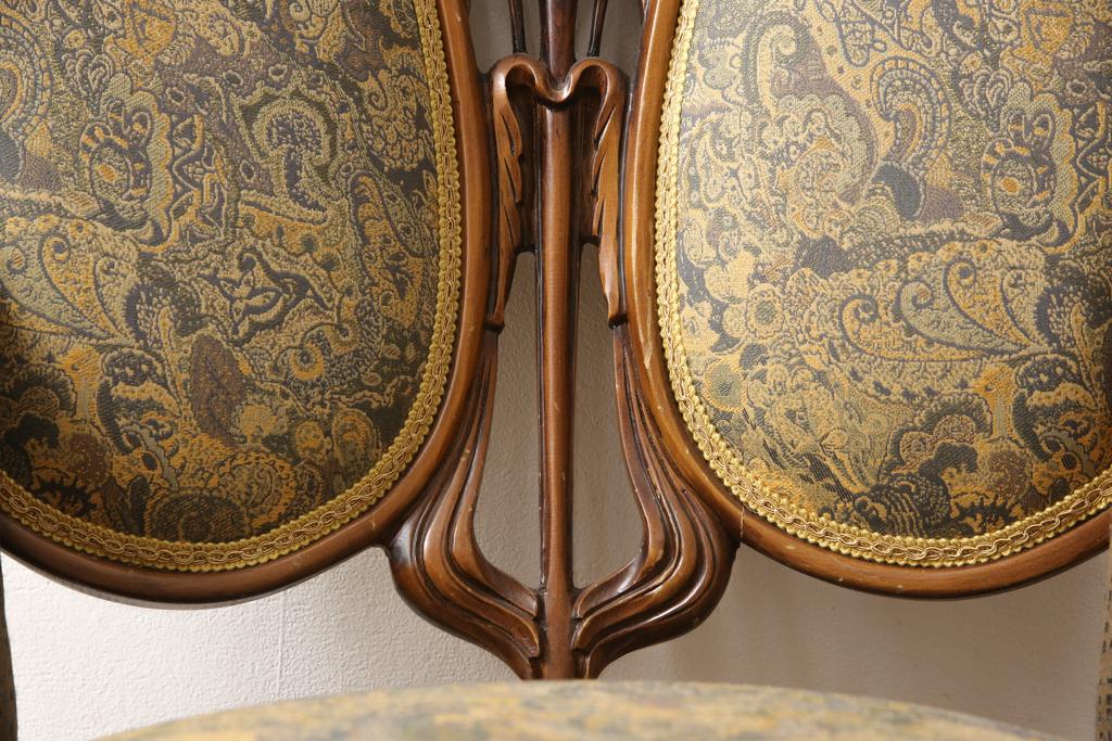 イタリアビンテージ　最高級ブランド　CLイタリア(CLItalia)　随所に光る優美な意匠が魅力的なアームチェア(1人掛け、椅子、サロンチェア、ヴィンテージ)(R-058405)
