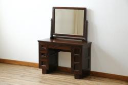 中古　美品　松本民芸家具　#309型一面鏡　品のあるシックな色合いがクラシカルな雰囲気を醸し出すドレッサー(鏡台、化粧台、ミラー)(定価約37万円)(R-064201)