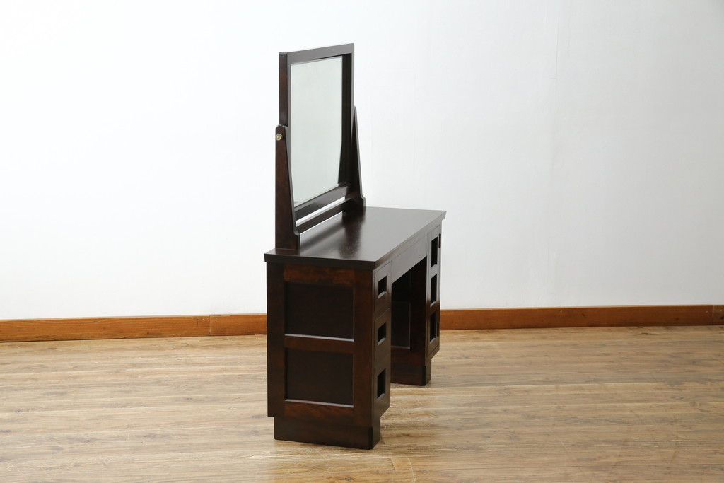 中古　美品　松本民芸家具　#309型一面鏡　品のあるシックな色合いがクラシカルな雰囲気を醸し出すドレッサー(鏡台、化粧台、ミラー)(定価約37万円)(R-064201)