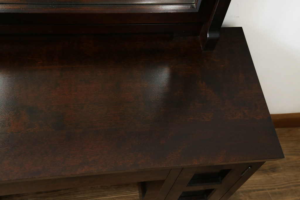 中古　美品　松本民芸家具　#309型一面鏡　品のあるシックな色合いがクラシカルな雰囲気を醸し出すドレッサー(鏡台、化粧台、ミラー)(定価約37万円)(R-064201)