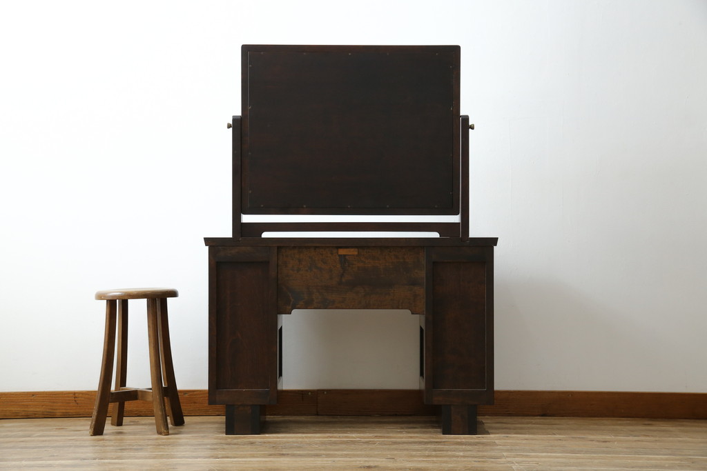 中古　美品　松本民芸家具　#309型一面鏡　品のあるシックな色合いがクラシカルな雰囲気を醸し出すドレッサー(鏡台、化粧台、ミラー)(定価約37万円)(R-064201)
