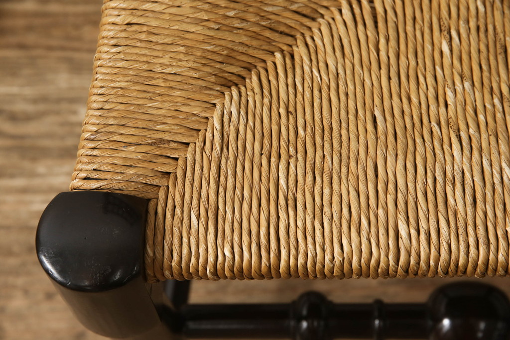 中古　松本民芸家具　38型　落ち着きのある色味とラッシのコントラストがおしゃれなスピンドルチェア(定価14万円)(ダイニングチェア、椅子)(R-053413)