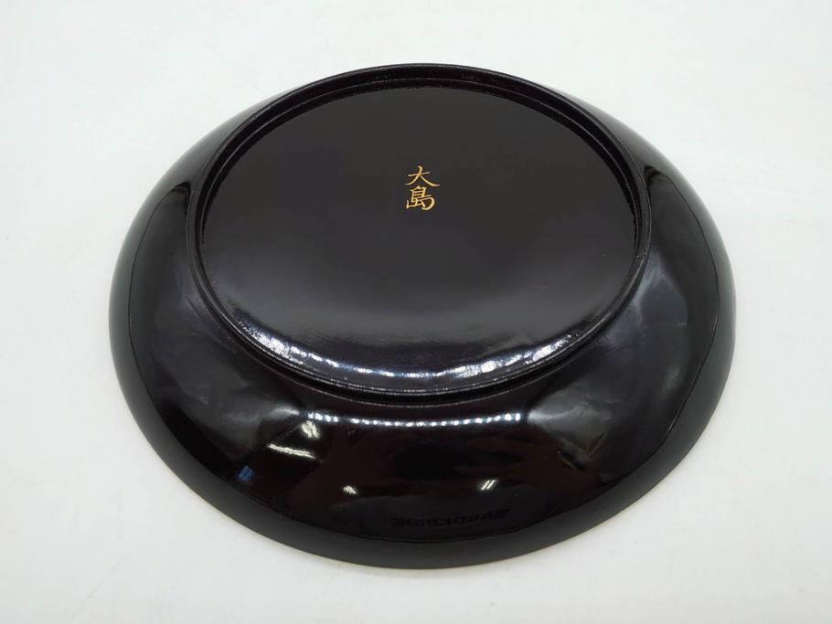 明治～大正期　輪島塗　沈金蒔絵　蔦図　約18.5cm　6.1寸　気品溢れる木皿8枚セット(木製、漆器、漆芸、金彩、和食器、六寸一分)(R-077228)