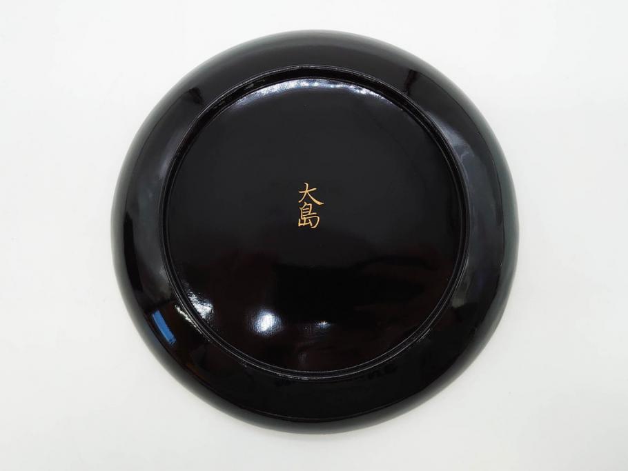 明治～大正期　輪島塗　沈金蒔絵　蔦図　約18.5cm　6.1寸　気品溢れる木皿8枚セット(木製、漆器、漆芸、金彩、和食器、六寸一分)(R-077228)