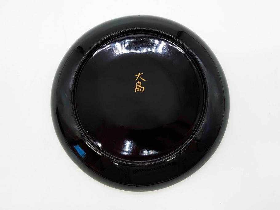 明治～大正期　輪島塗　沈金蒔絵　蔦図　約18.5cm　6.1寸　気品溢れる木皿8枚セット(木製、漆器、漆芸、金彩、和食器、六寸一分)(R-077228)