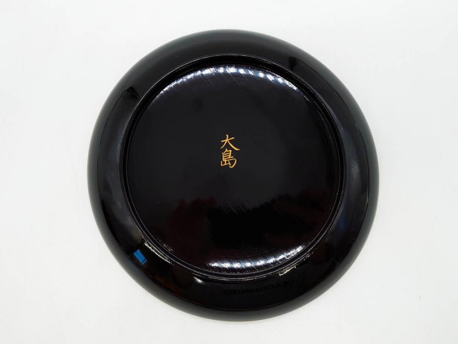 明治～大正期　輪島塗　沈金蒔絵　蔦図　約18.5cm　6.1寸　気品溢れる木皿8枚セット(木製、漆器、漆芸、金彩、和食器、六寸一分)(R-077228)