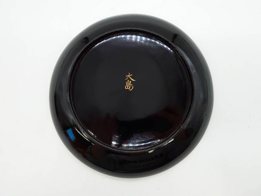 明治～大正期　輪島塗　沈金蒔絵　蔦図　約18.5cm　6.1寸　気品溢れる木皿8枚セット(木製、漆器、漆芸、金彩、和食器、六寸一分)(R-077228)