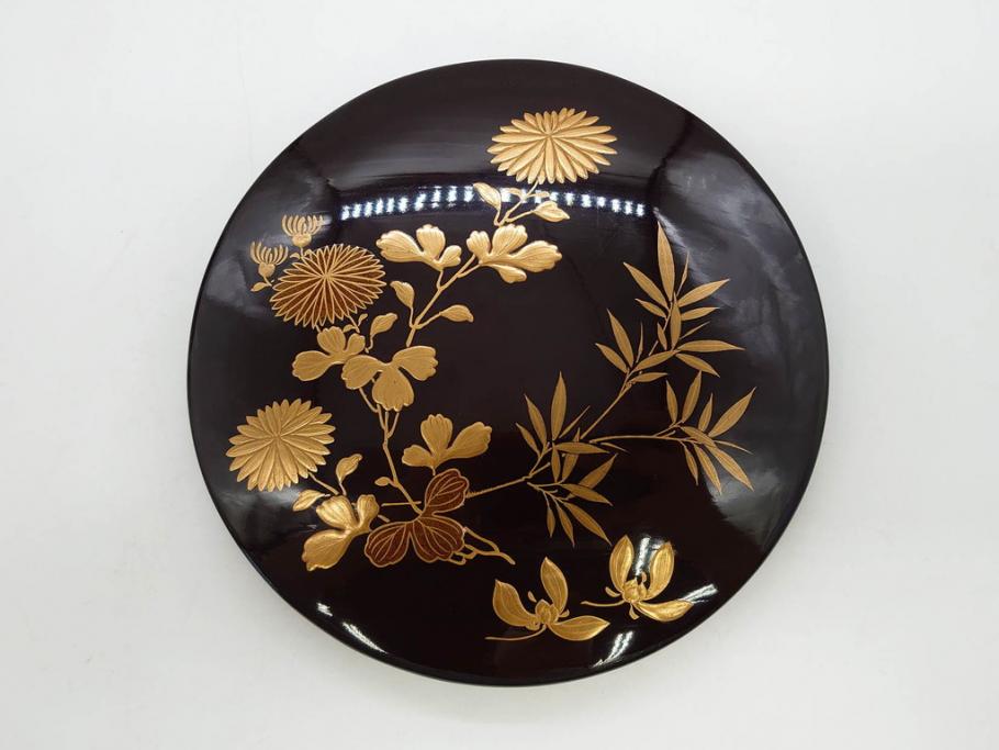 MA193 輪島塗 蔦金蒔絵 梨地 黒塗椀 二客 木製漆器 / 伝統工芸品