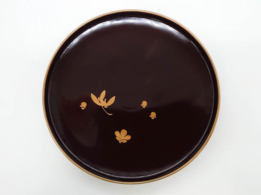 明治～大正期　輪島塗　沈金蒔絵　木製　梅竹図　艶やかな質感が美しい蓋付お椀6客セット(漆器、漆芸、金彩、和食器)(R-077230)