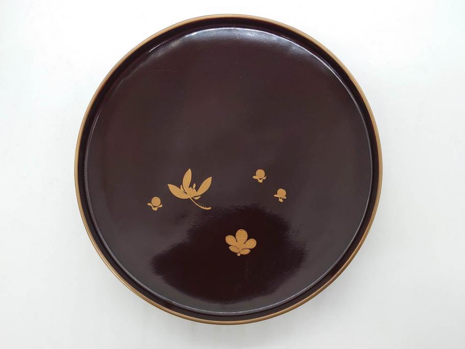 明治～大正期　輪島塗　沈金蒔絵　木製　梅竹図　艶やかな質感が美しい蓋付お椀6客セット(漆器、漆芸、金彩、和食器)(R-077230)