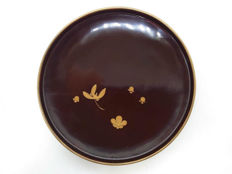 明治～大正期　輪島塗　沈金蒔絵　木製　梅竹図　艶やかな質感が美しい蓋付お椀6客セット(漆器、漆芸、金彩、和食器)(R-077230)