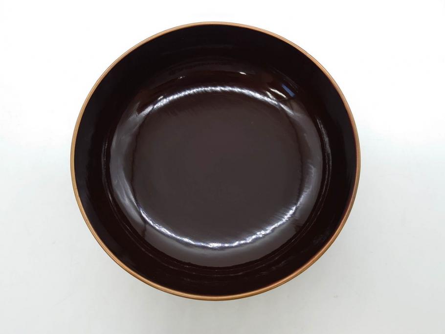 明治～大正期　輪島塗　沈金蒔絵　木製　梅竹図　艶やかな質感が美しい蓋付お椀6客セット(漆器、漆芸、金彩、和食器)(R-077230)
