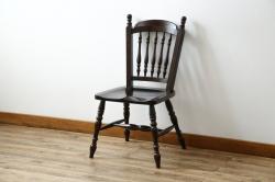 中古　美品　松本民芸家具　#1　クラシカルな安川式スピンドルチェア(ダイニングチェア、板座チェア、椅子、民芸家具)(定価約11万円)(R-082680)