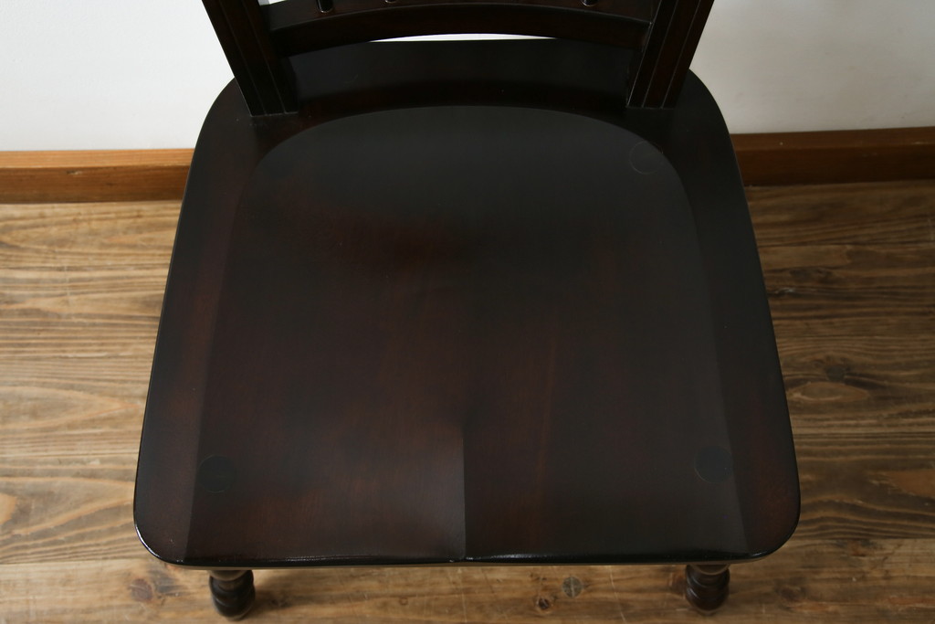 中古　美品　松本民芸家具　#1　クラシカルな安川式スピンドルチェア(ダイニングチェア、板座チェア、椅子、民芸家具)(定価約11万円)(R-082680)