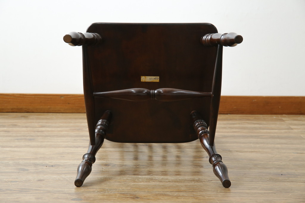 中古　美品　松本民芸家具　#1　クラシカルな安川式スピンドルチェア(ダイニングチェア、板座チェア、椅子、民芸家具)(定価約11万円)(R-082680)