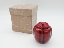 蒔絵師　中村湖彩(本名　淳司)　漆器　阿古陀　使い込むほどに深みが出る棗(共箱付き、茶道具、根来塗、柵形茶器、木製)(R-062273)