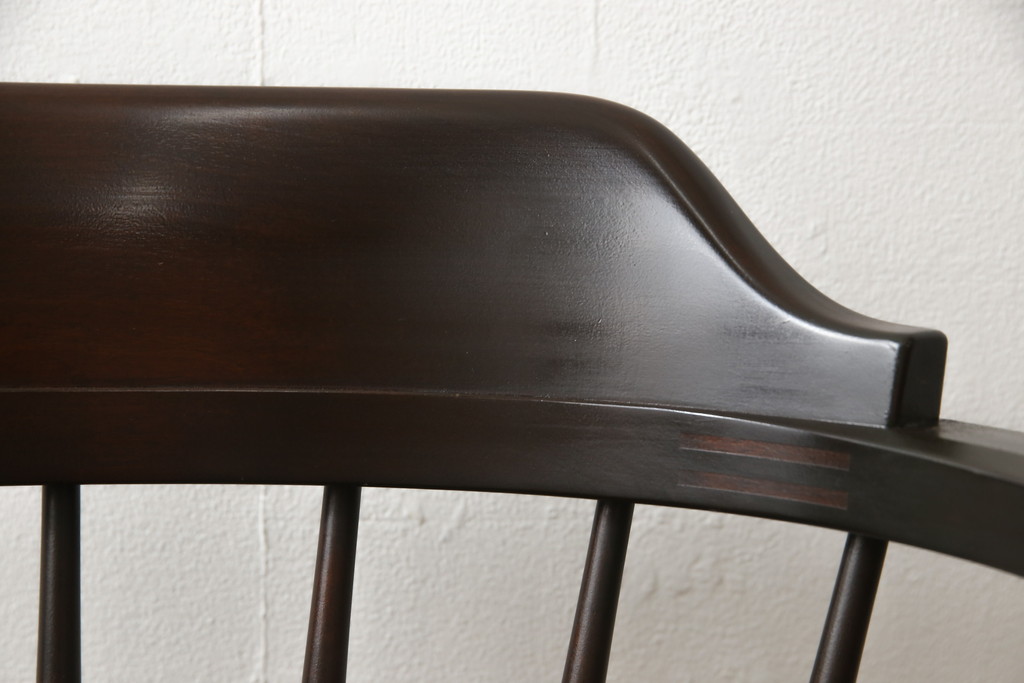 中古　美品　松本民芸家具　#91型　落ち着きのある大人カフェ風インテリアが叶うキャプテンチェア(アームチェア、板座チェア、椅子、ダイニングチェア)(R-058283)
