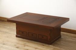 中古　美品　総ケヤキ材　上質な和の空間づくりに最適な関西火鉢(長火鉢、囲炉裏、座卓、ローテーブル)(R-051818)