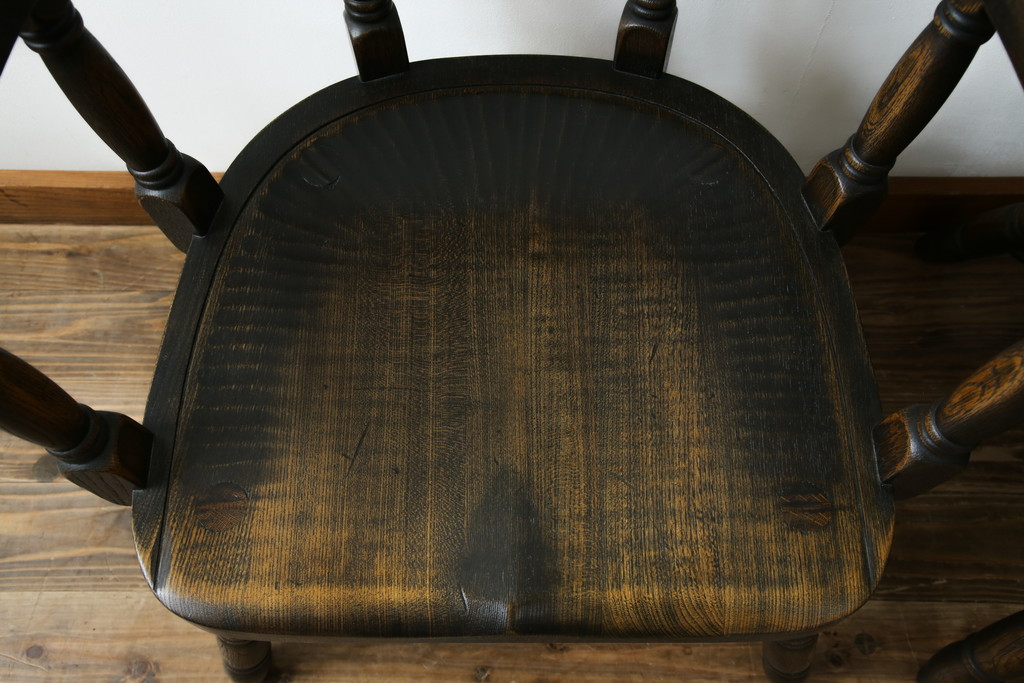 中古　超美品　高級品　飛騨産業　PROVINCIAL(プロヴィンシャル・プロビンシャル)　キツツキ　スモーカーズボウチェア2脚セット(アームチェア、板座チェア、ダイニングチェア、バラ売り可能)(定価2脚で約47万円)(R-083672)
