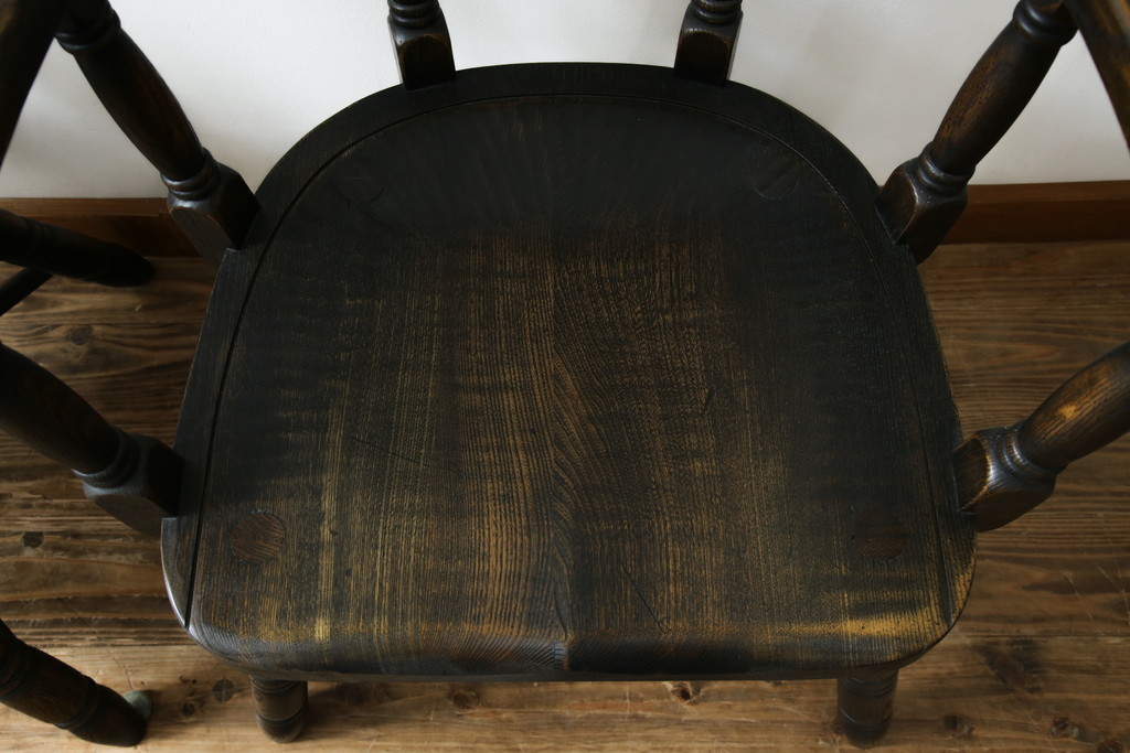 中古　超美品　高級品　飛騨産業　PROVINCIAL(プロヴィンシャル・プロビンシャル)　キツツキ　スモーカーズボウチェア2脚セット(アームチェア、板座チェア、ダイニングチェア、バラ売り可能)(定価2脚で約47万円)(R-083672)