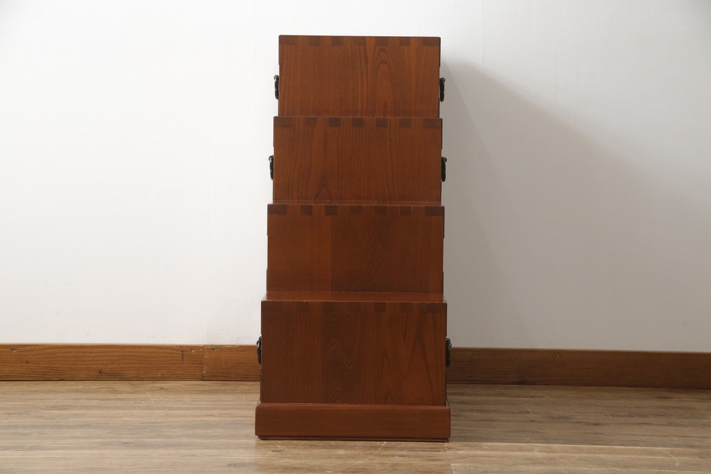 中古　美品!!　楡(ニレ)材　両面使いできる重厚な階段箪笥(和箪笥、和タンス、収納箪笥)(R-075409)