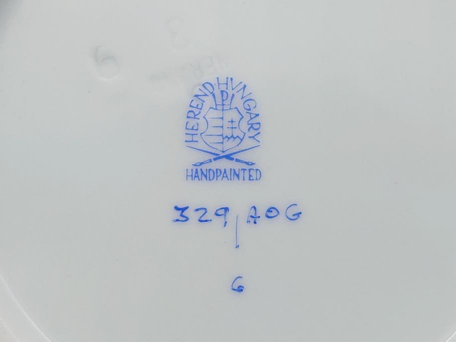 希少　ヘレンド　ハンガリー　HEREND HVNGARY　アポニー　オレンジ　テーブルウェアとしてもインテリアとしても使用できる愛らしいデザインのプレート&シュガーポットセット(HUNGARY、ボンボン入れ、蓋物、小物入れ、皿、バラ、薔薇、西洋陶磁器)(R-062286)