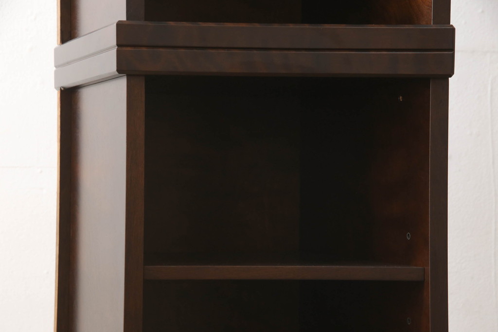 中古　民芸家具　和光　NEW北樹　和洋どちらの空間にも馴染むシックな台形型キャビネット(隅棚、飾り棚、収納棚、戸棚)(R-069084)