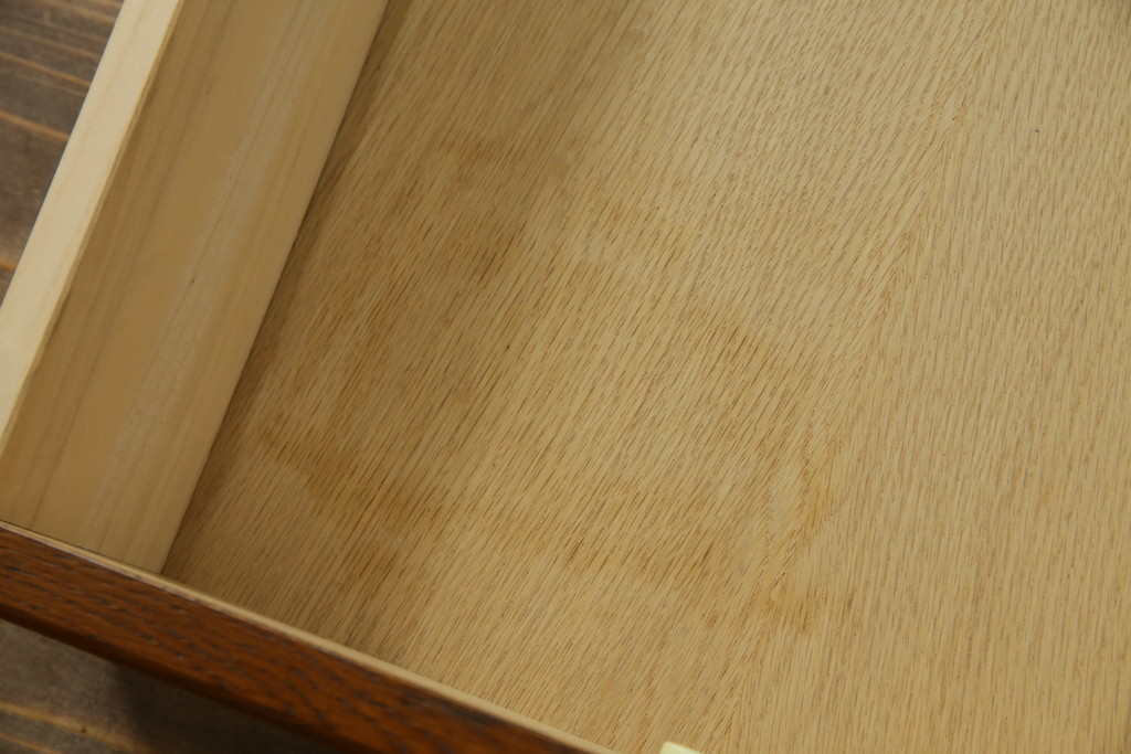 中古　美品!!　北海道旭川 近藤工芸　Solid Furniture OAK (ソリッドファニチャー オーク)　オーク材　クラシカルで上品な佇まいのビューローブックケース(ライティングビューロー、簿記机、本箱、本棚、飾り棚、収納棚、戸棚、ワークデスク、在宅用、在宅ワーク用)(R-082612)
