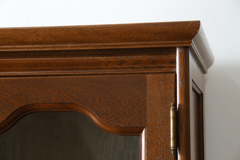 中古　美品!!　北海道旭川 近藤工芸　Solid Furniture OAK (ソリッドファニチャー オーク)　オーク材　クラシカルで上品な佇まいのビューローブックケース(ライティングビューロー、簿記机、本箱、本棚、飾り棚、収納棚、戸棚、ワークデスク、在宅用、在宅ワーク用)(R-082612)