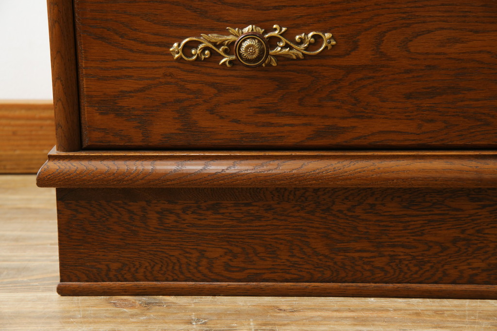 中古　美品!!　北海道旭川 近藤工芸　Solid Furniture OAK (ソリッドファニチャー オーク)　オーク材　クラシカルで上品な佇まいのビューローブックケース(ライティングビューロー、簿記机、本箱、本棚、飾り棚、収納棚、戸棚、ワークデスク、在宅用、在宅ワーク用)(R-082612)