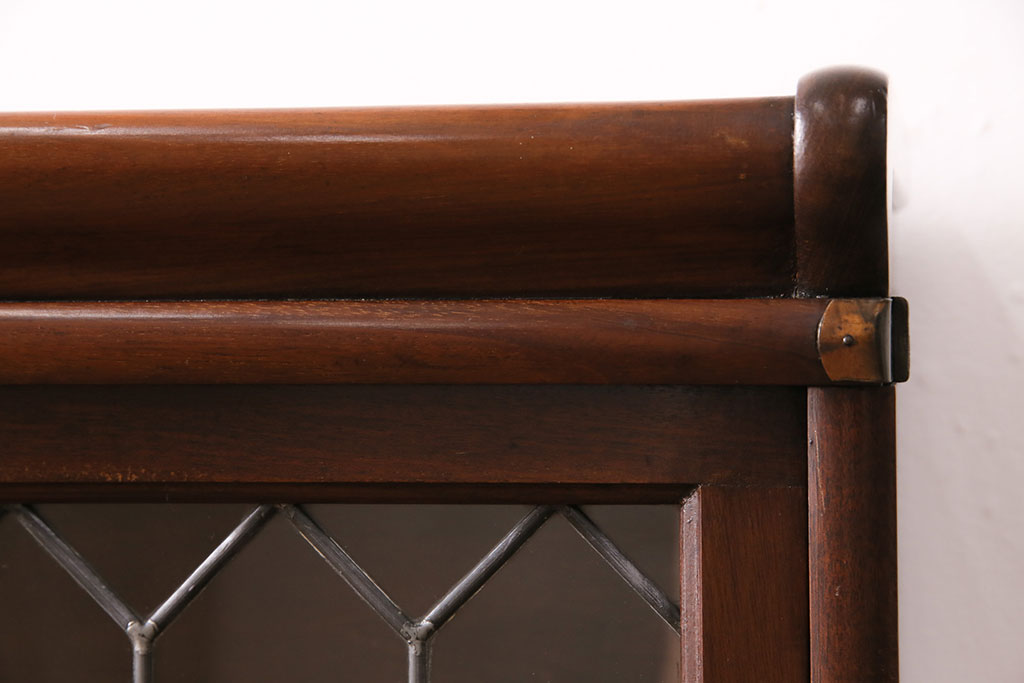 アンティーク家具　イギリスアンティーク　マホガニー材　ステンドグラス扉のスタッキングブックケース(本箱、戸棚)(R-046281)