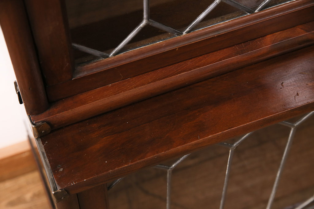 アンティーク家具　イギリスアンティーク　マホガニー材　ステンドグラス扉のスタッキングブックケース(本箱、戸棚)(R-046281)